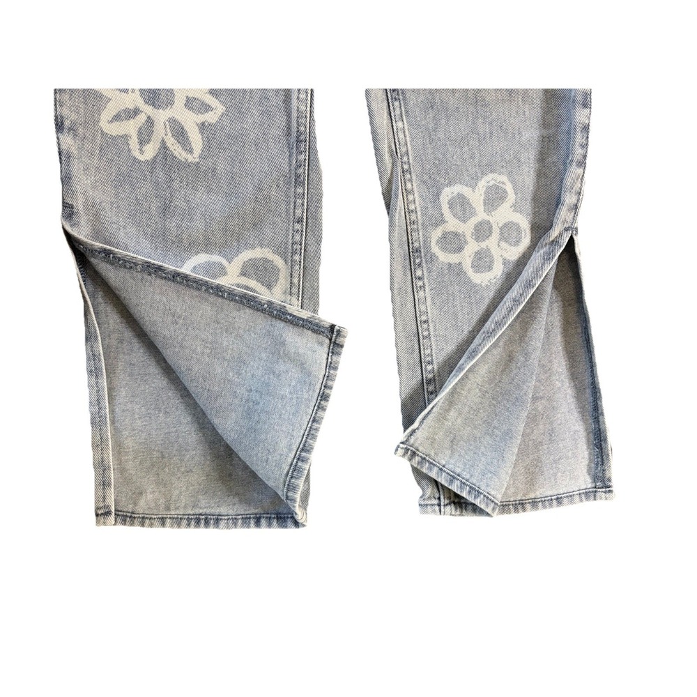 Pacsun Boyfriend Carpenter Jeans Smiling Flowers Daisy 90's Loose Fit Size 22 - Picture 4 of 11